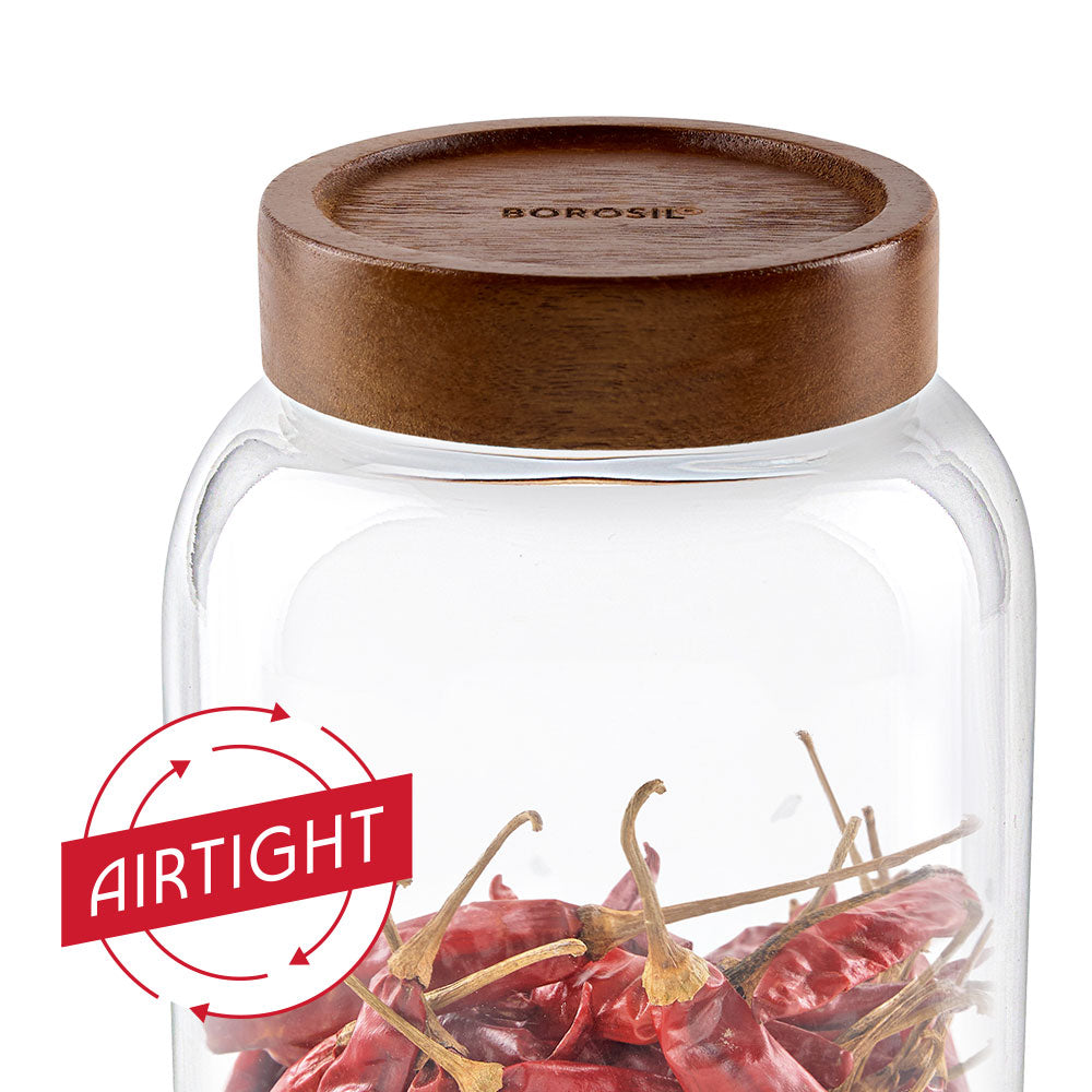 Roundwood Glass Jar with Acacia Lid