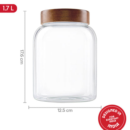 Roundwood Glass Jar with Acacia Lid