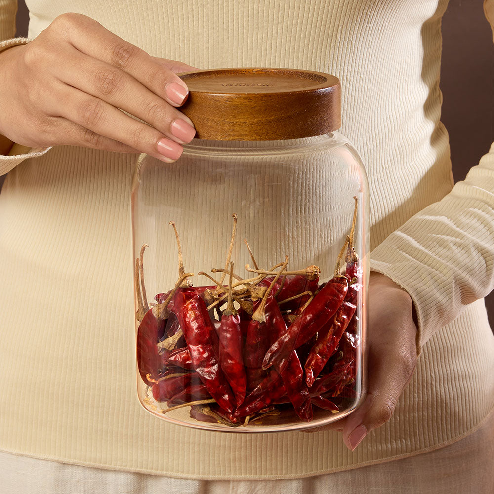 Roundwood Glass Jar with Acacia Lid