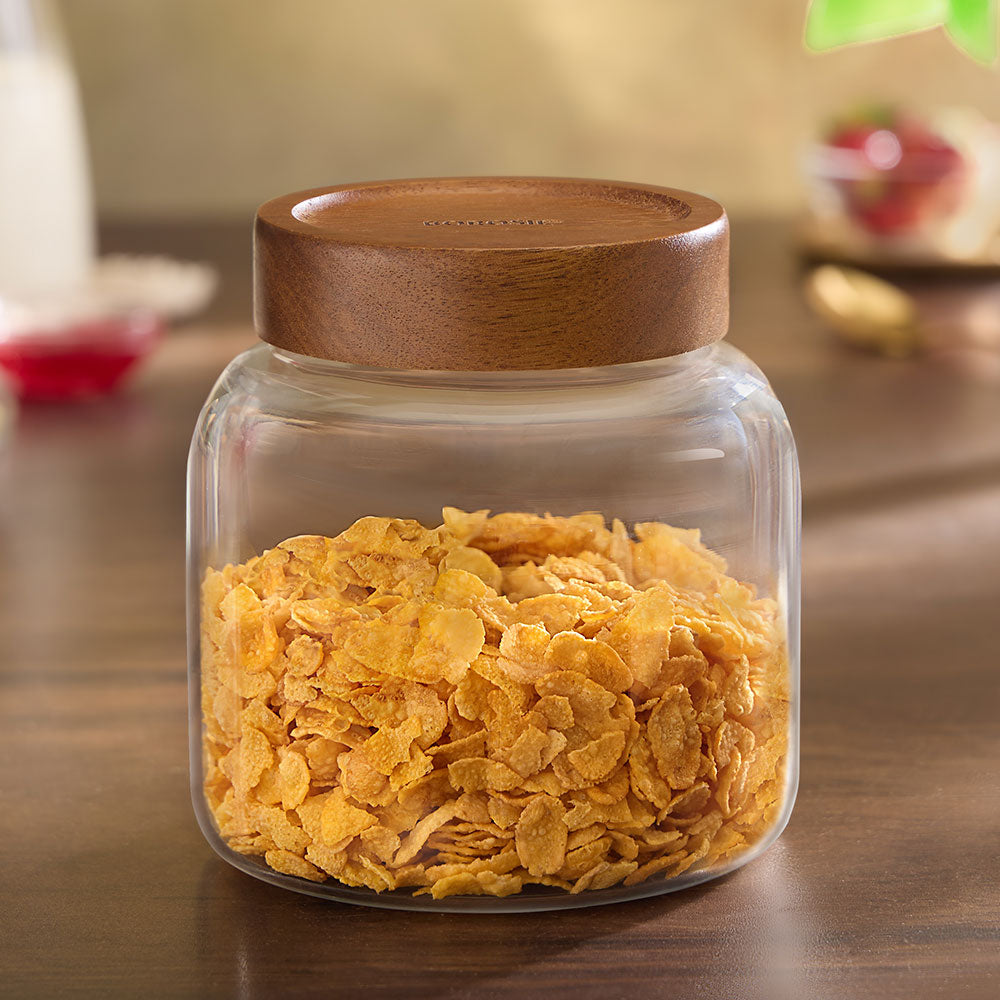 Roundwood Glass Jar with Acacia Lid