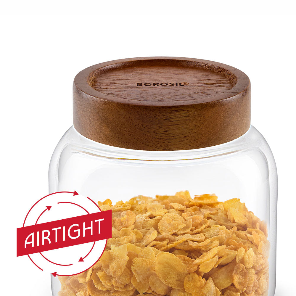 Roundwood Glass Jar with Acacia Lid