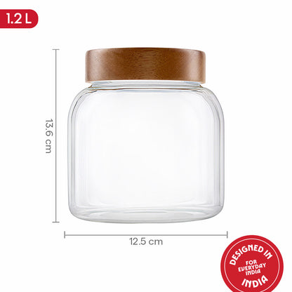 Roundwood Glass Jar with Acacia Lid