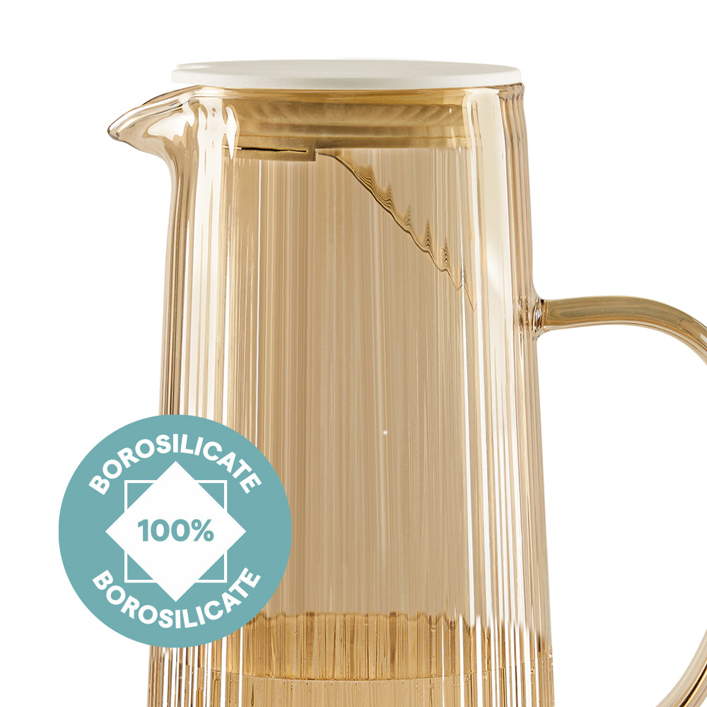 Breeze Amber Glass Jug with Strainer in Lid