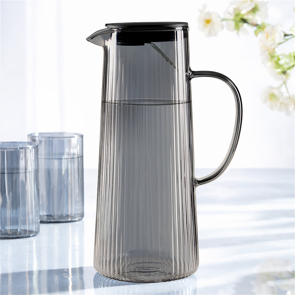 Breeze Grey Glass Jug with Strainer in Lid