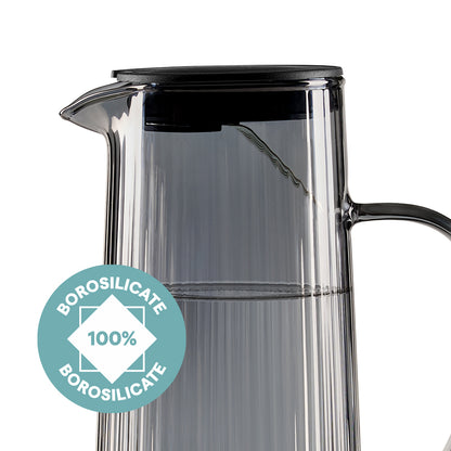 Breeze Grey Glass Jug with Strainer in Lid