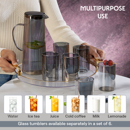 Breeze Grey Glass Jug with Strainer in Lid