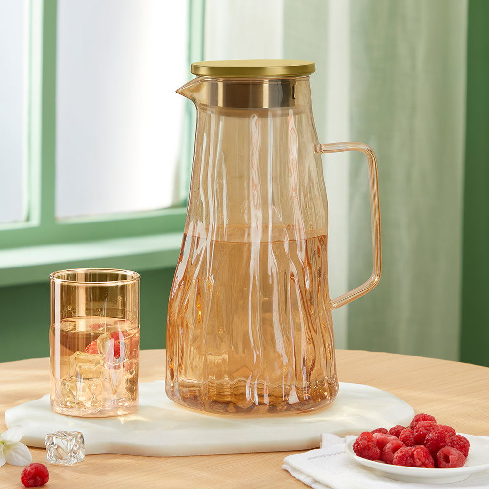 Auk Amber Glass Jug with SS Lid