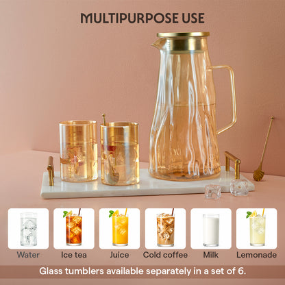 Auk Amber Glass Jug with SS Lid