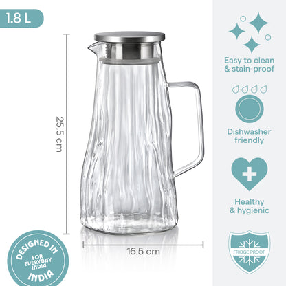 Auk Clear Glass Jug with SS Lid