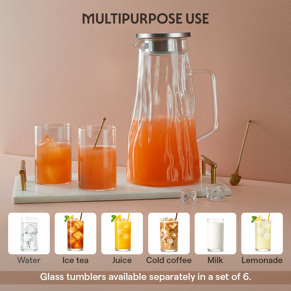Auk Clear Glass Jug with SS Lid