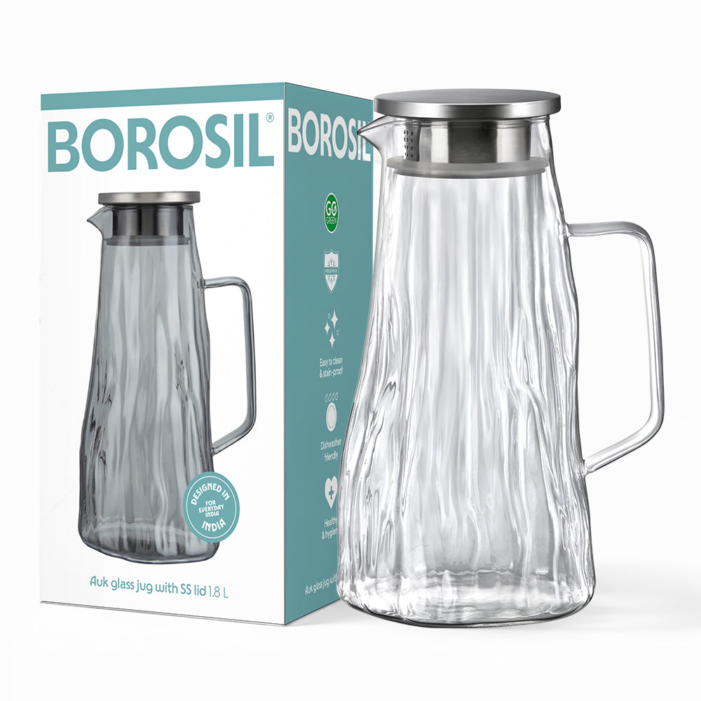 Auk Clear Glass Jug with SS Lid