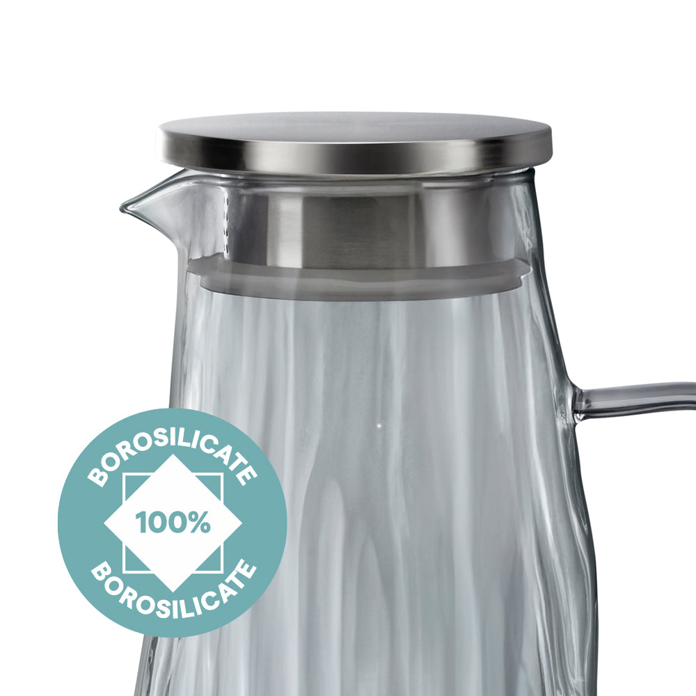 Auk Grey Glass Jug with SS Lid