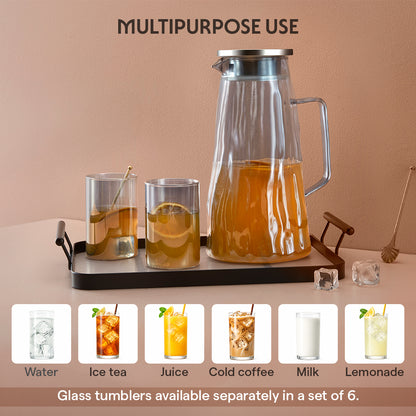 Auk Grey Glass Jug with SS Lid