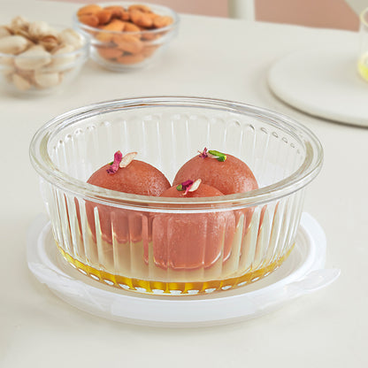 Klip N Store Round Fluted Glass Container