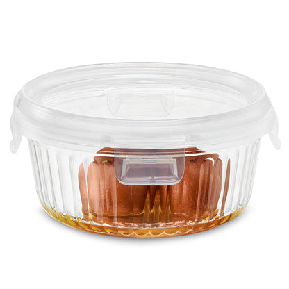 Klip N Store Round Fluted Glass Container