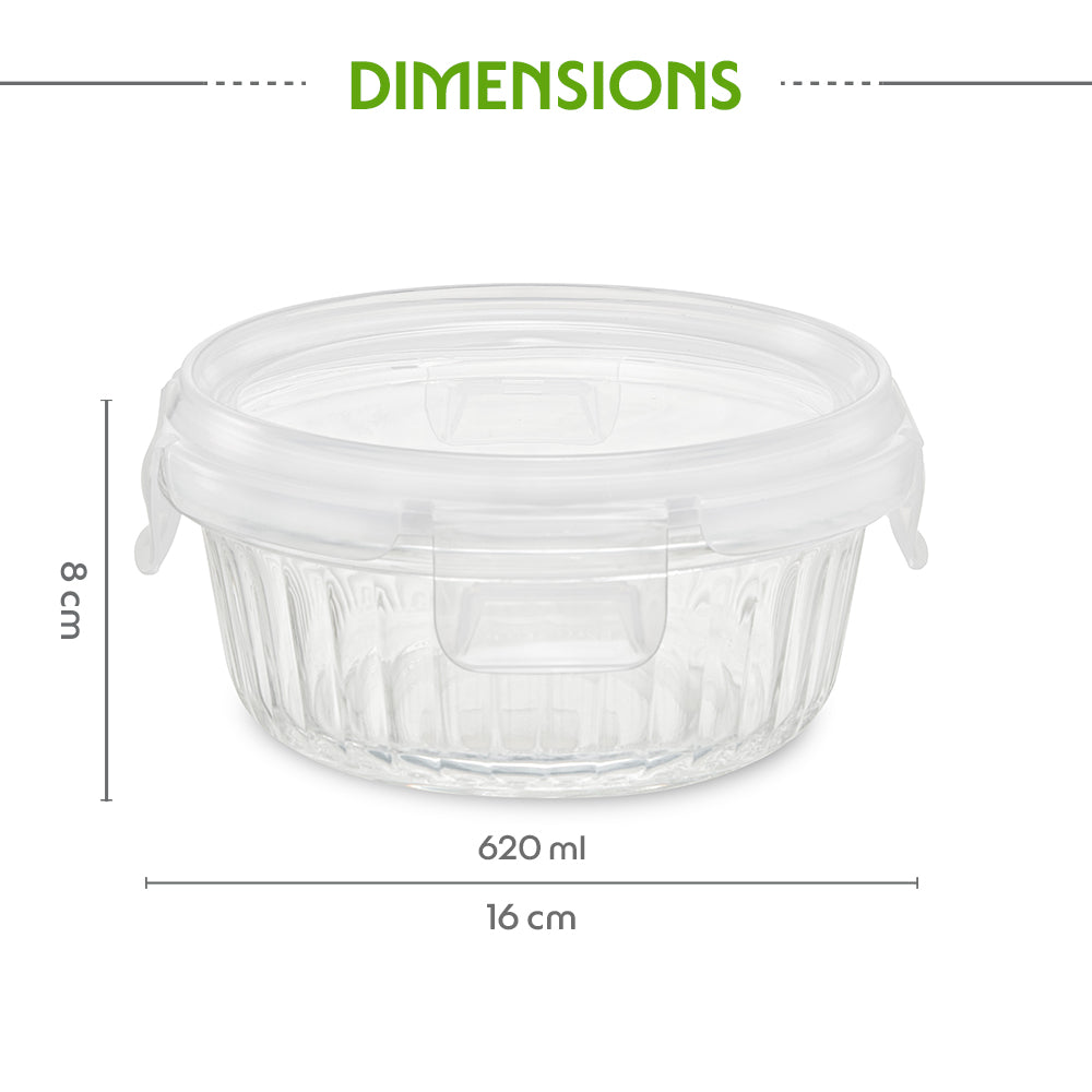 Klip N Store Round Fluted Glass Container