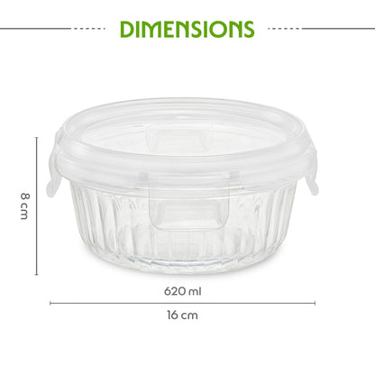 Klip N Store Round Fluted Glass Container