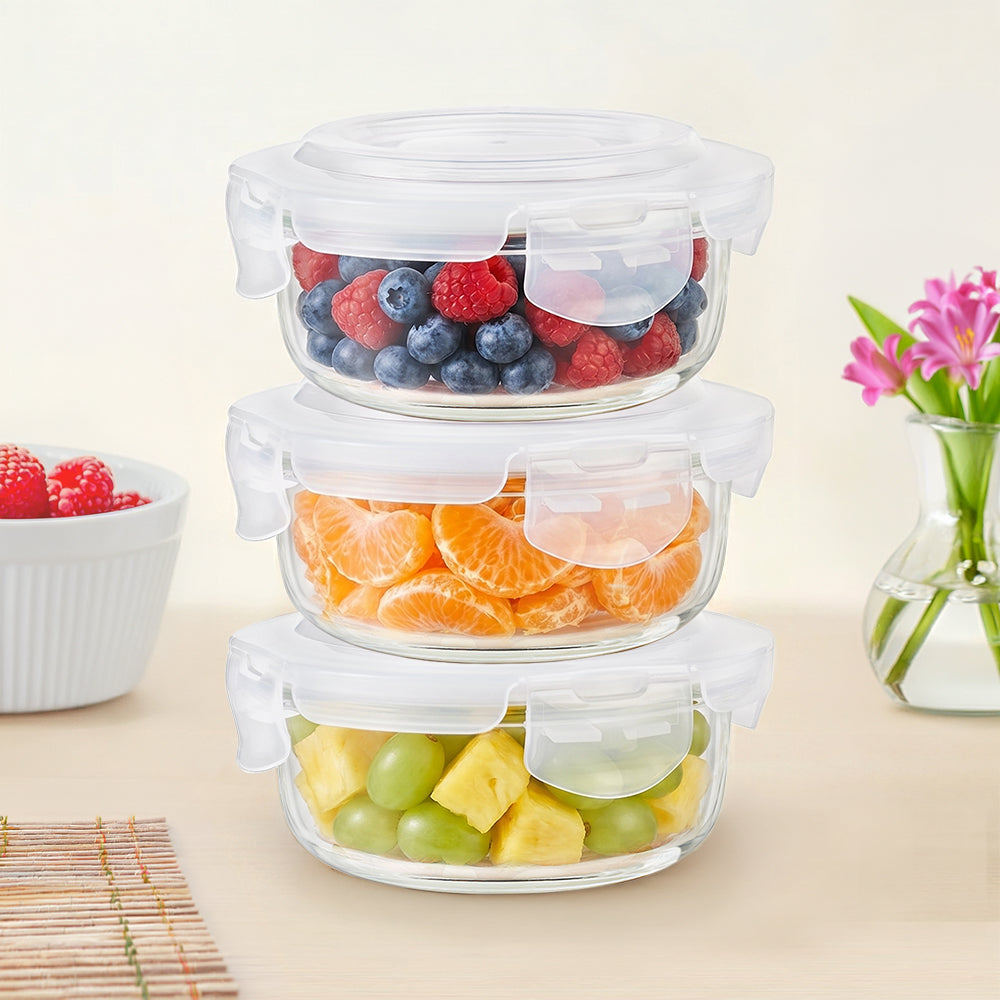 Klip n Store Round Glass Container Set