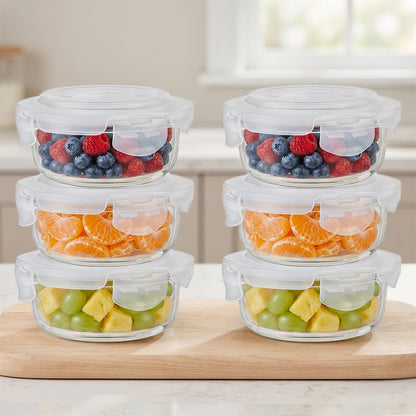 Klip n Store Round Glass Containers Set
