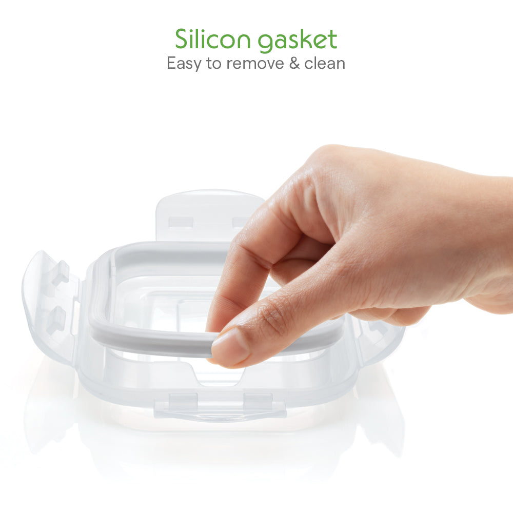 Borosil Klip n Store Square Glass Container, 400 ml