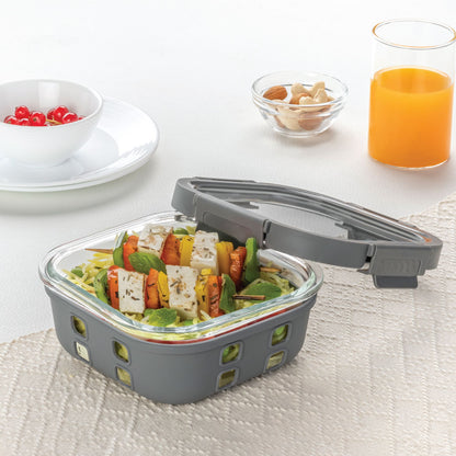 Borosil Klip n Store Plus Square Glass Container, 800 ml 800 ml