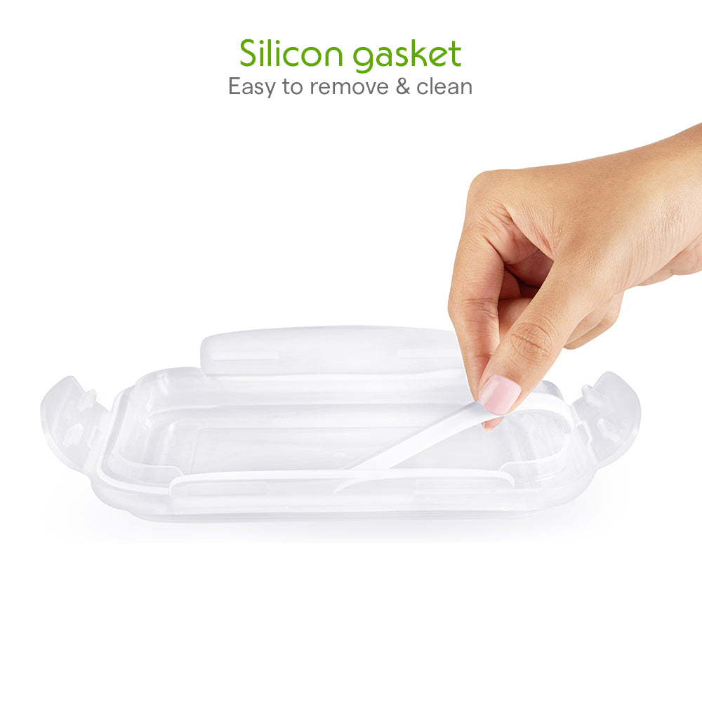 Borosil Klip n Store Rectangular Glass Container, 1.04 L