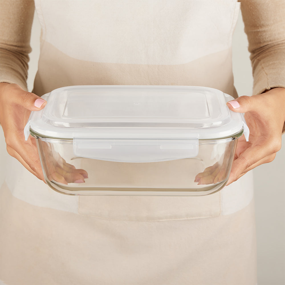 Borosil Klip n Store Rectangular Glass Container, 2 L
