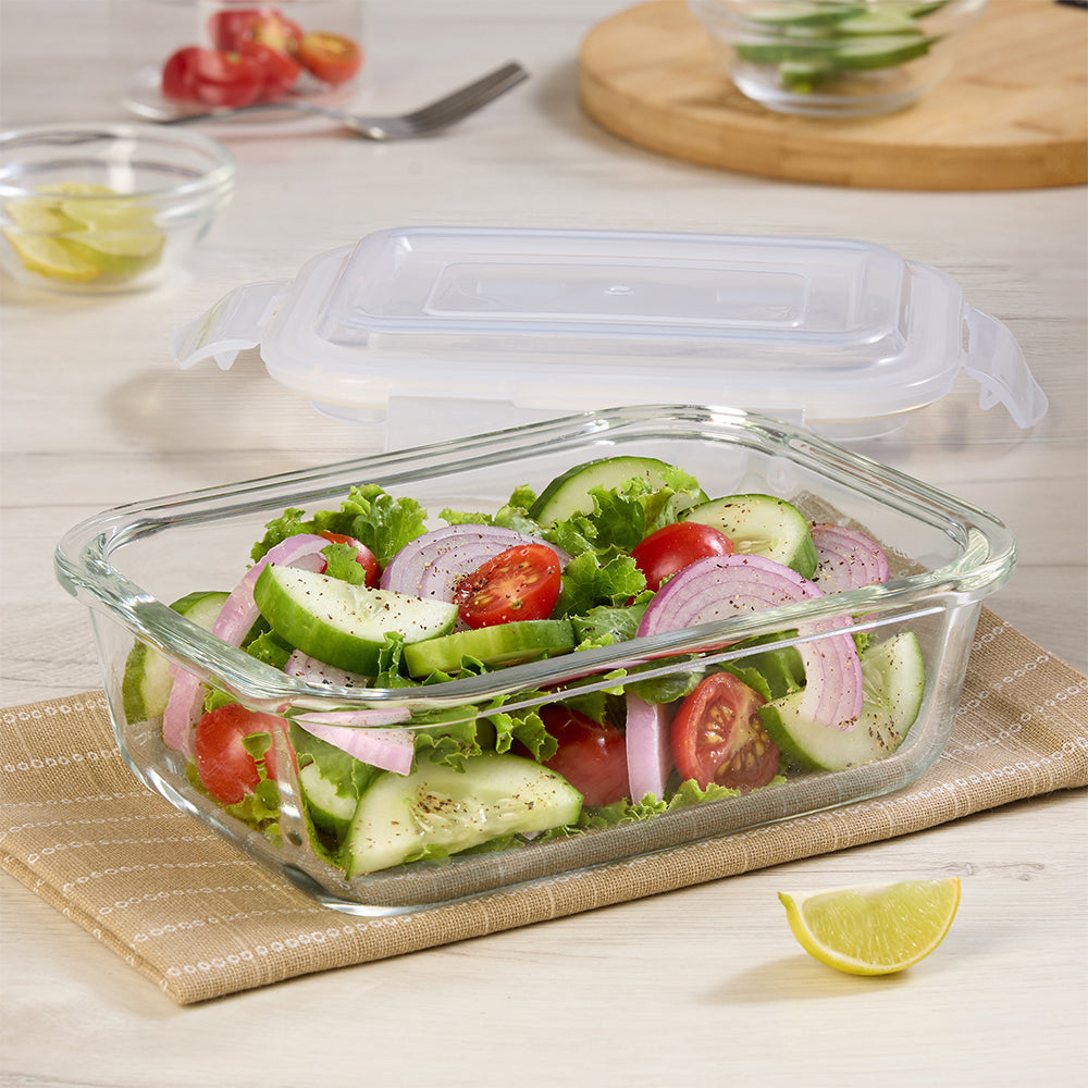 Borosil Klip n Store Rectangular Glass Container, 640 ml