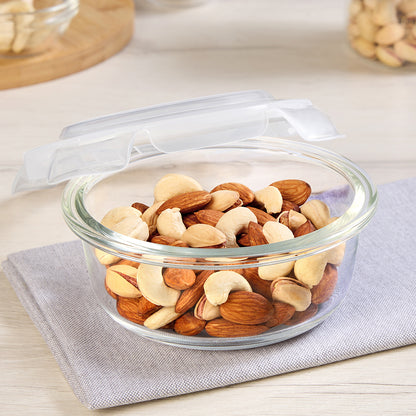 Borosil Klip n Store Round Glass Container, 400 ml