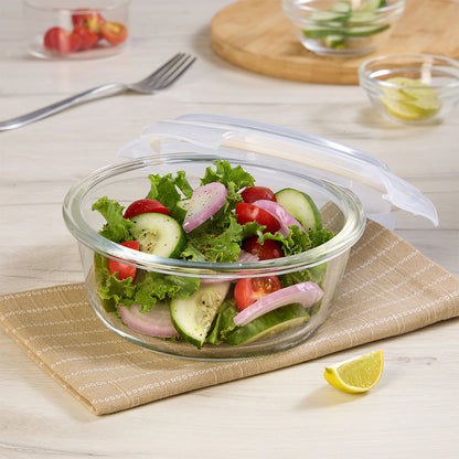 Borosil Klip n Store Round Glass Container, 620 ml