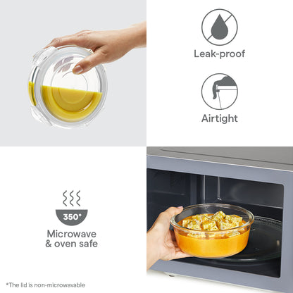 Borosil Klip n Store Round Glass Container, 620 ml