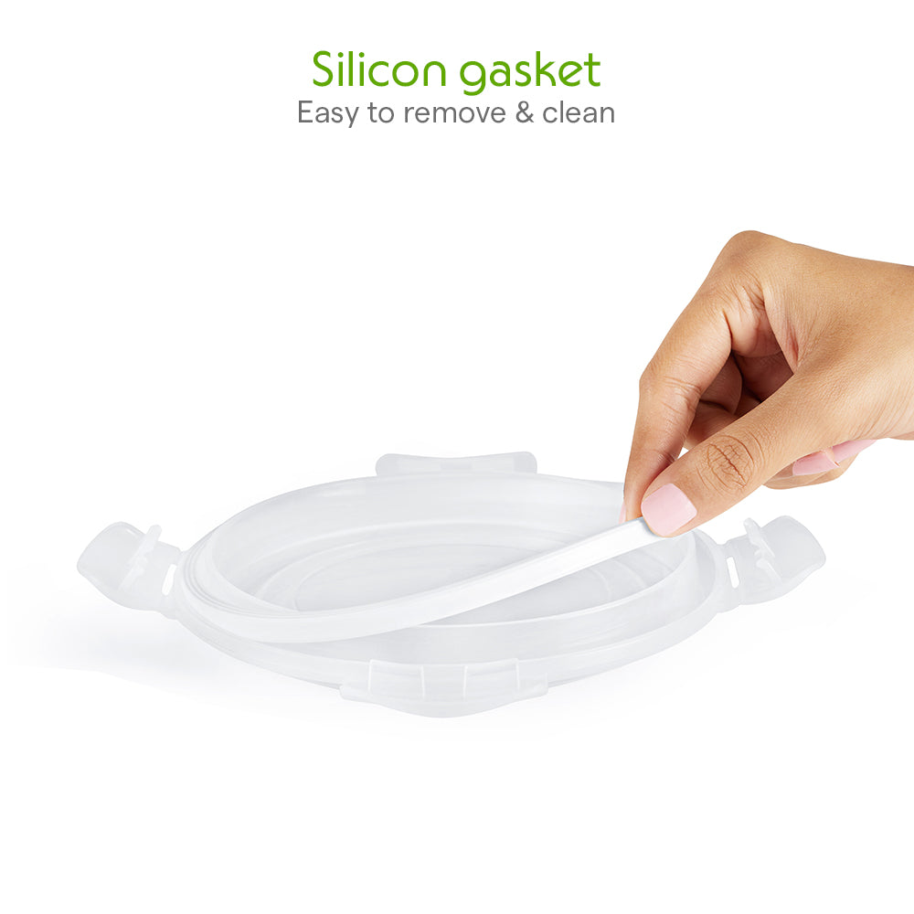 Borosil Klip n Store Round Glass Container, 950 ml