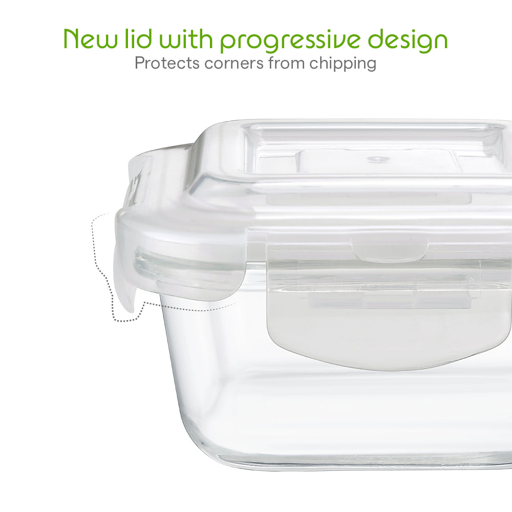 Borosil Klip n Store Square Glass Container, 320 ml