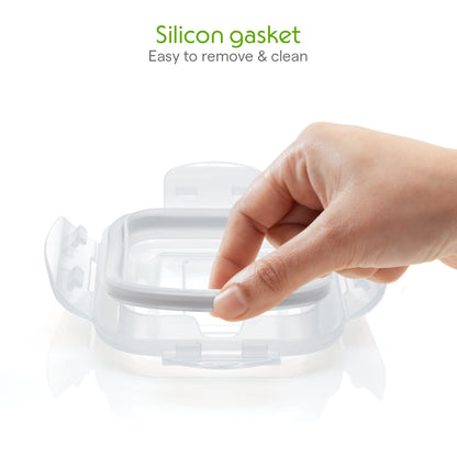 Borosil Klip n Store Square Glass Container, 320 ml