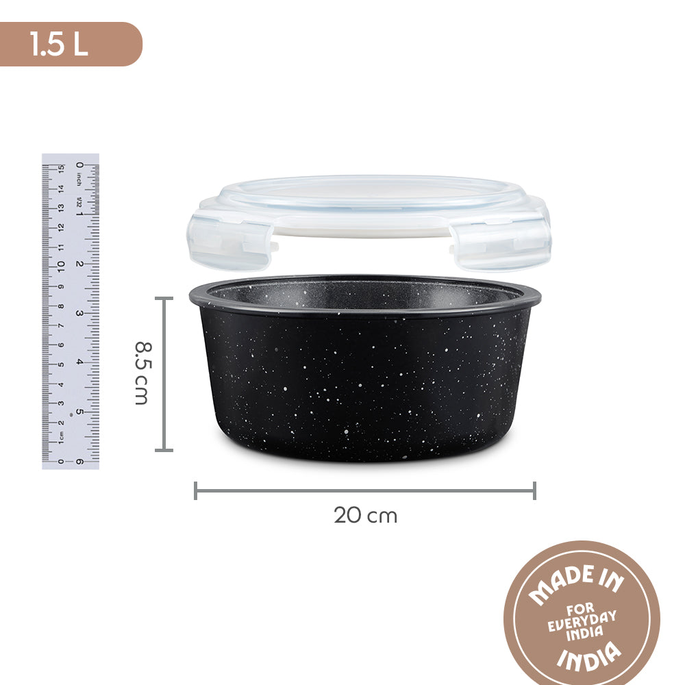 Colors Pebble Black Round Klip N Store 1.5L