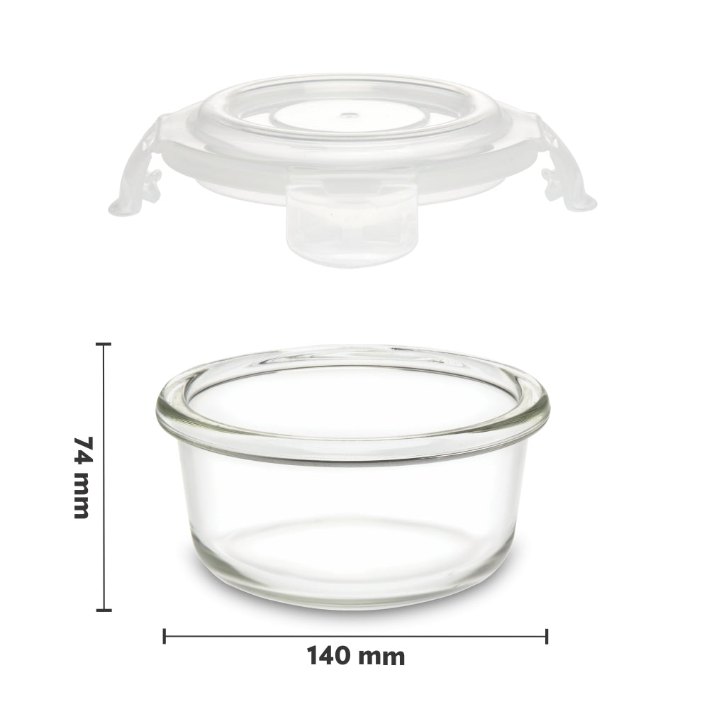 Borosil Klip n Store Round Set of 2 Glass Container, 400 ml x 2 400 ml x 2