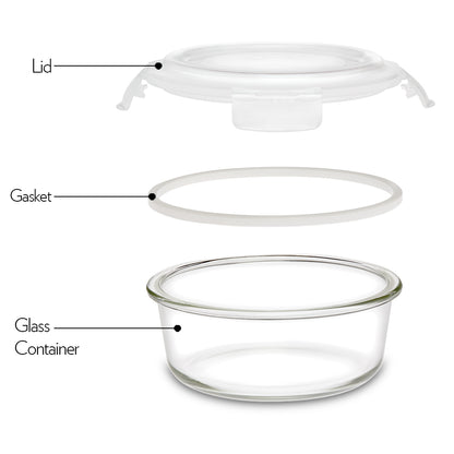 Borosil Klip n Store Round Set of 2 Glass Container, 400 ml x 2 400 ml x 2