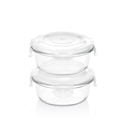 Borosil Klip n Store Round Set of 2 Glass Container, 400 ml x 2 400 ml x 2