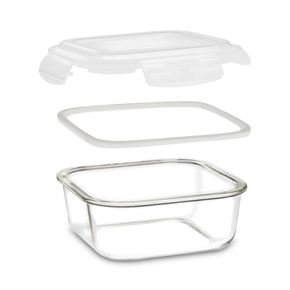 Borosil Klip n Store Square Set of 2 Glass Container, 320 ml x 2 320 ml x 2