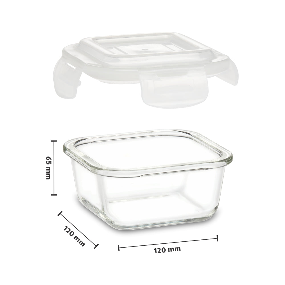 Borosil Klip n Store Square Set of 2 Glass Container, 320 ml x 2 320 ml x 2