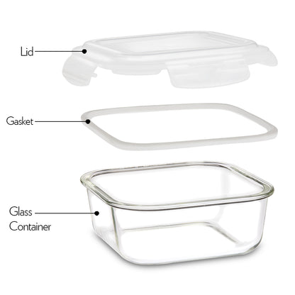 Borosil Klip n Store Square Set of 2 Glass Container, 320 ml x 2 320 ml x 2