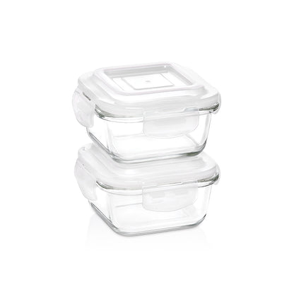 Borosil Klip n Store Square Set of 2 Glass Container, 320 ml x 2 320 ml x 2