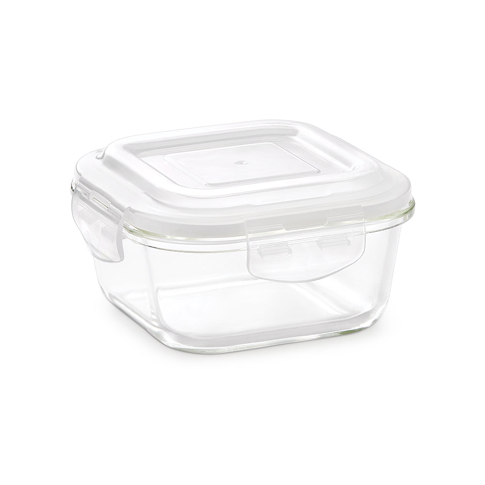 Borosil Klip n Store Square Set of 2 Glass Container, 520 ml + 800 ml 520 ml + 800 ml