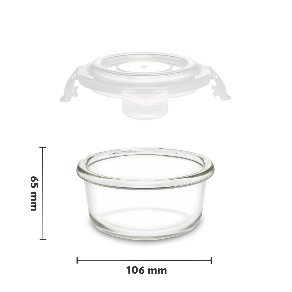 Borosil Klip n Store Round Set of 3 Glass Container, 240 ml x 3 240 ml x 3