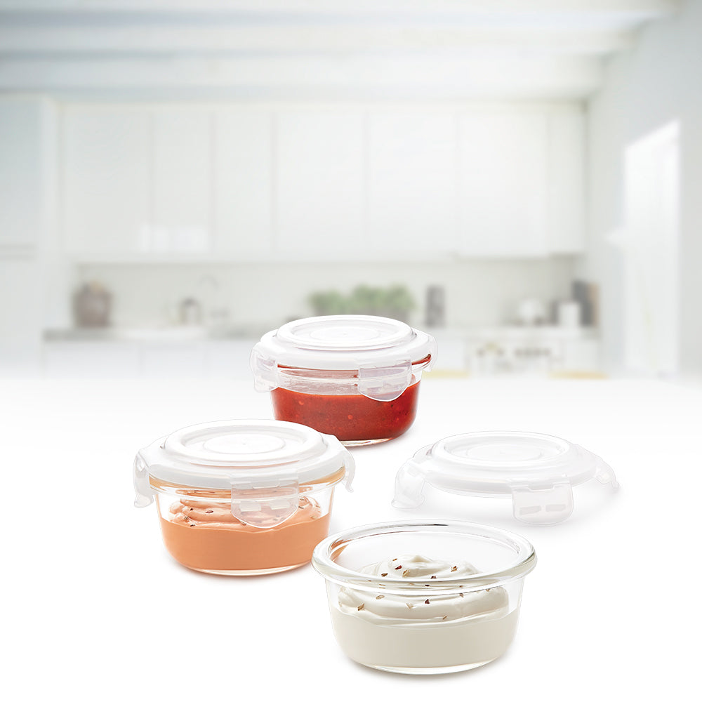 Borosil Klip n Store Round Set of 3 Glass Container, 240 ml x 3 240 ml x 3