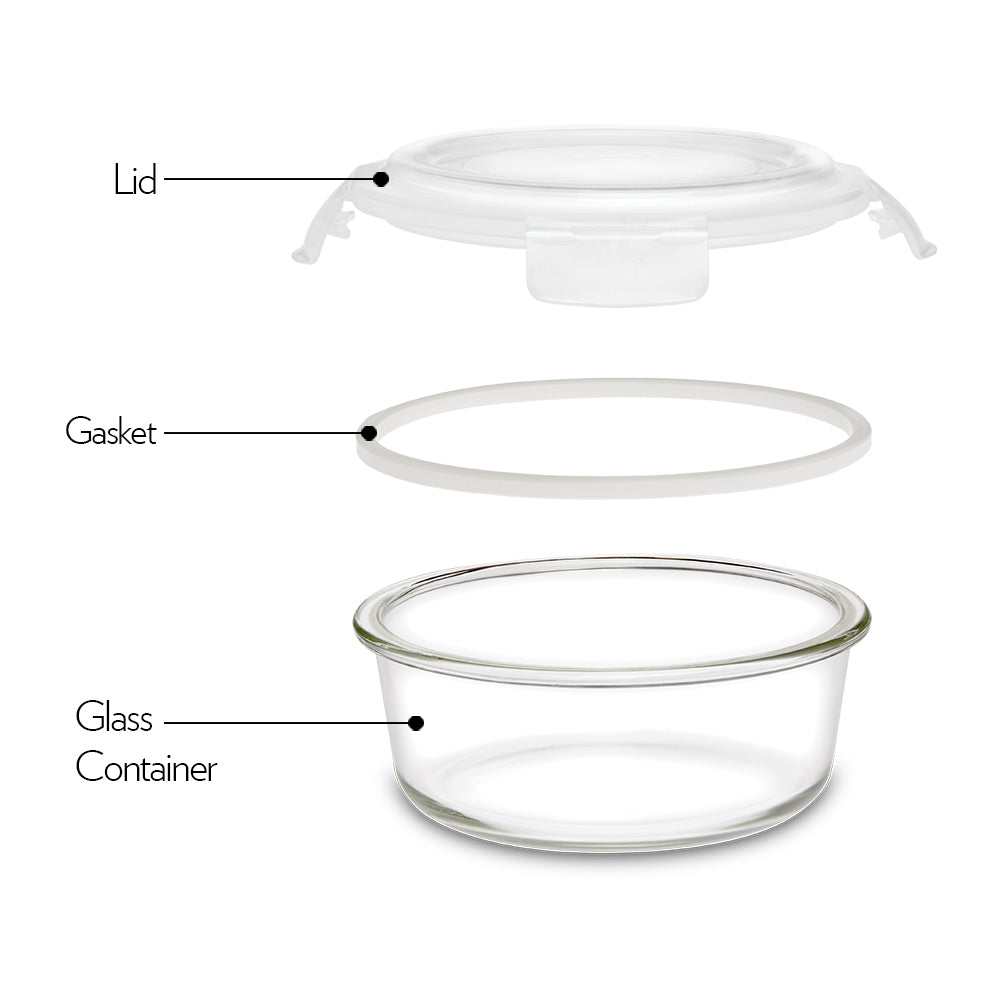 Borosil Klip n Store Round Set of 3 Glass Container, 240 ml x 3 240 ml x 3