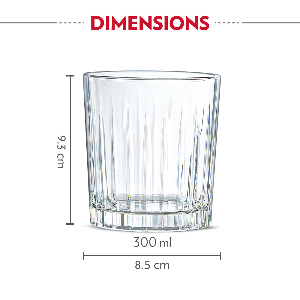 Borosil Noble Whiskey Glass, Set of 6, 300ml