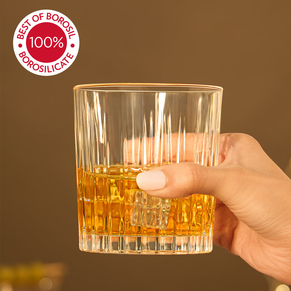 Borosil Noble Whiskey Glass, Set of 6, 300ml