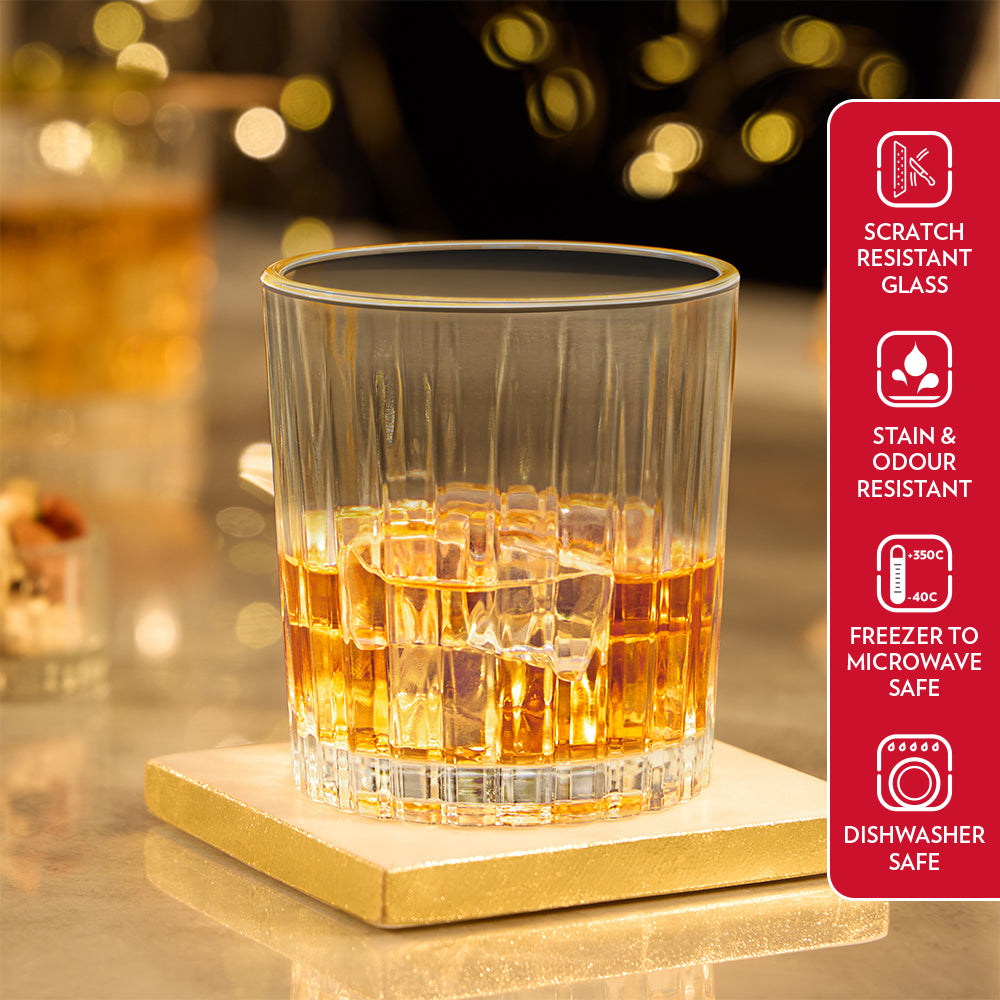 Borosil Noble Whiskey Glass, Set of 6, 300ml