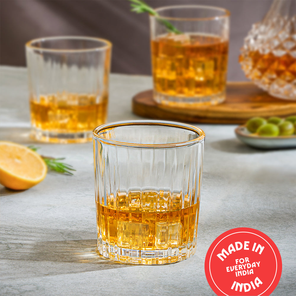 Borosil Noble Whiskey Glass, Set of 6, 300ml